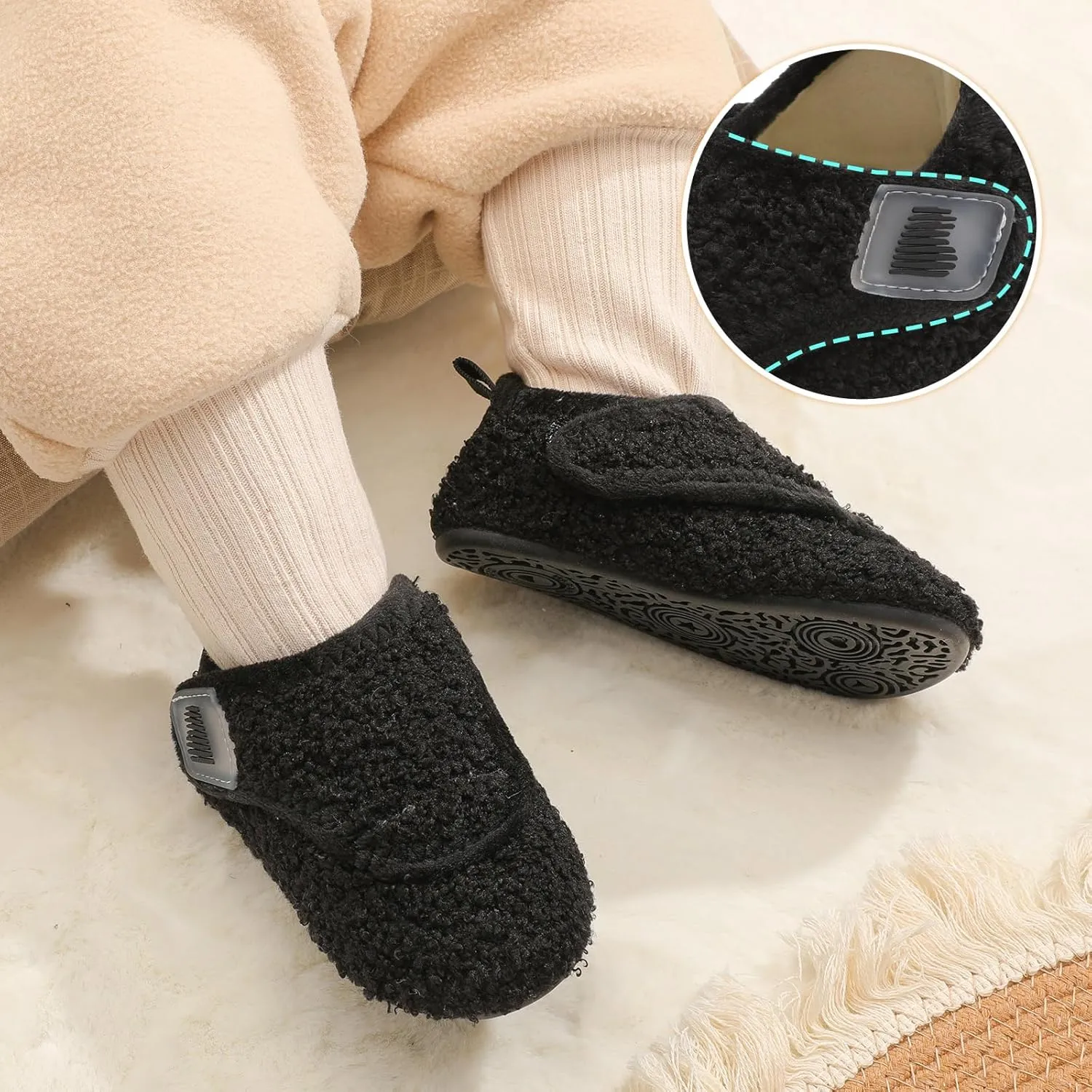BARERUN Toddler Slippers Boys Girls House Shoes Warm Kids Slippers With Non-Slip Rubber Sole Fuzzy Cozy Walking Shoes Indoor/Outdoor