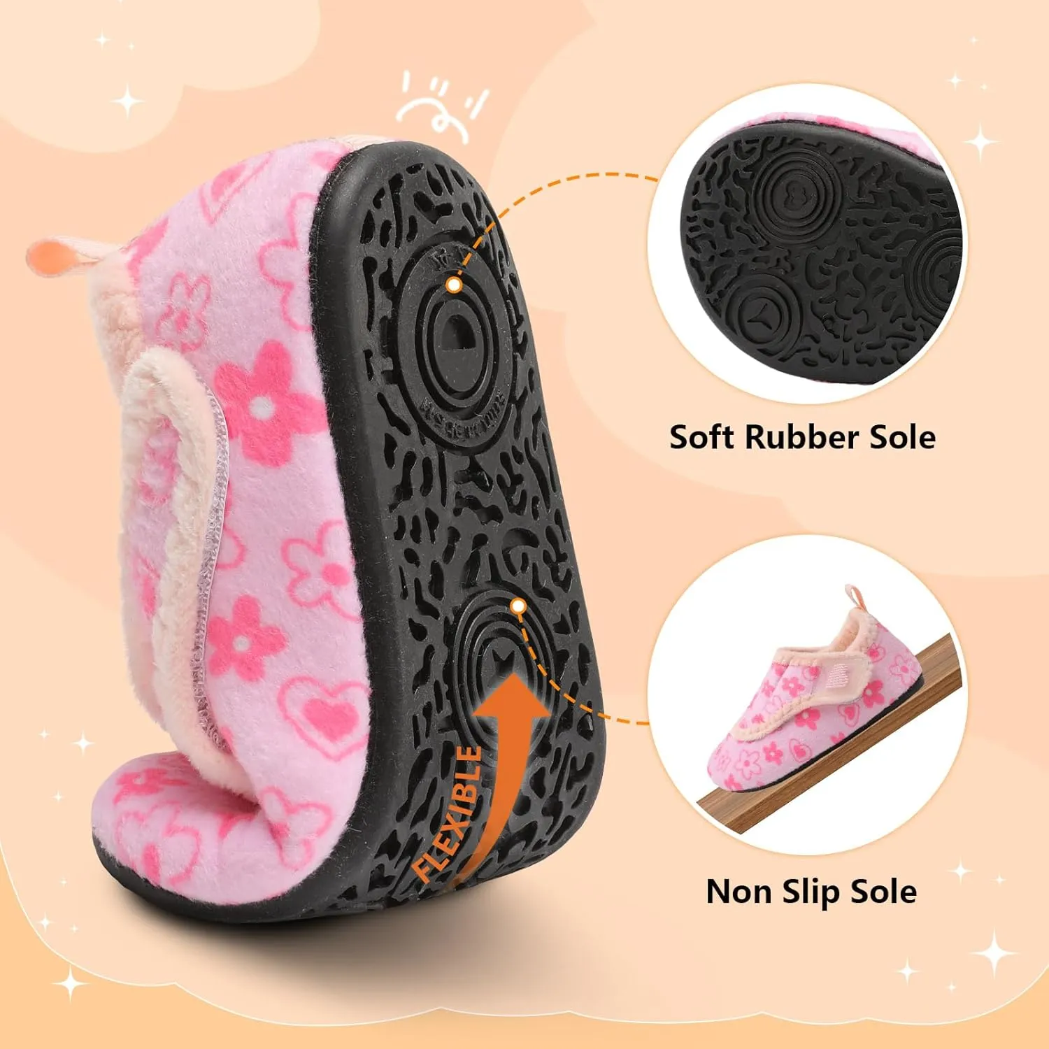 BARERUN Toddler Slippers Boys Girls House Shoes Warm Kids Slippers With Non-Slip Rubber Sole Fuzzy Cozy Walking Shoes Indoor/Outdoor