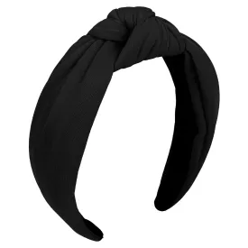 CURASA Headbands for Women Girls Non Slip Knotted Headband Wide Preppy Fashion Hairband Black Top Knot Decorative Hair Accessories Fabric Comfortable Hair Bands Yoga Elastic Head Bands For Thick Thin