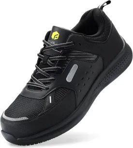 FitVille Extra Wide Steel Toe Shoes for Men Wide Water Resistant Leather Composite Toe Work Shoes for Men Slip Resistant