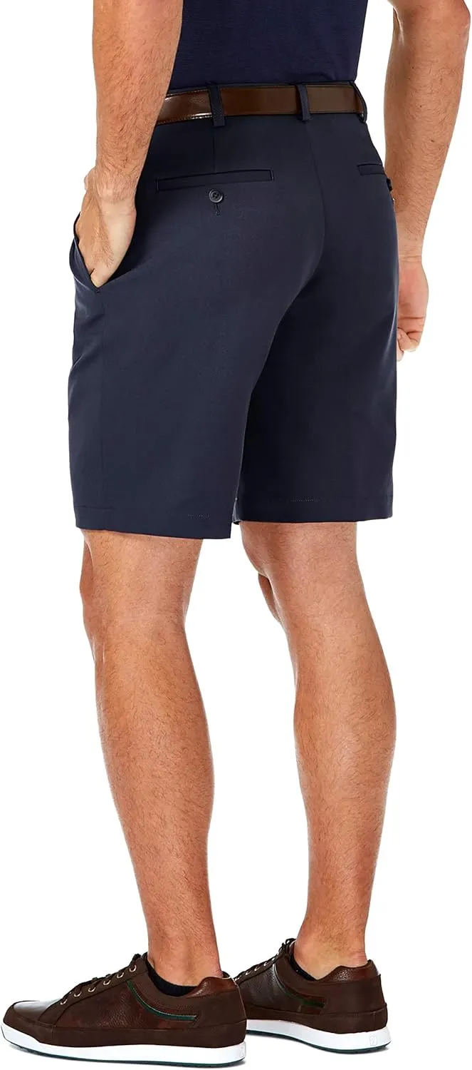 Haggar Men's Cool 18 Pro Straight Fit Pleated Front 4-Way Stretch Expandable Waist Golf Performance Short