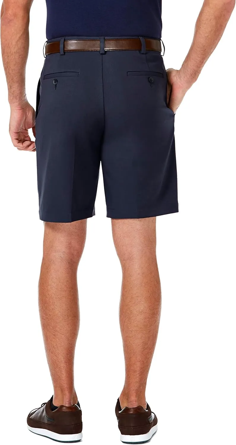 Haggar Men's Cool 18 Pro Straight Fit Pleated Front 4-Way Stretch Expandable Waist Golf Performance Short