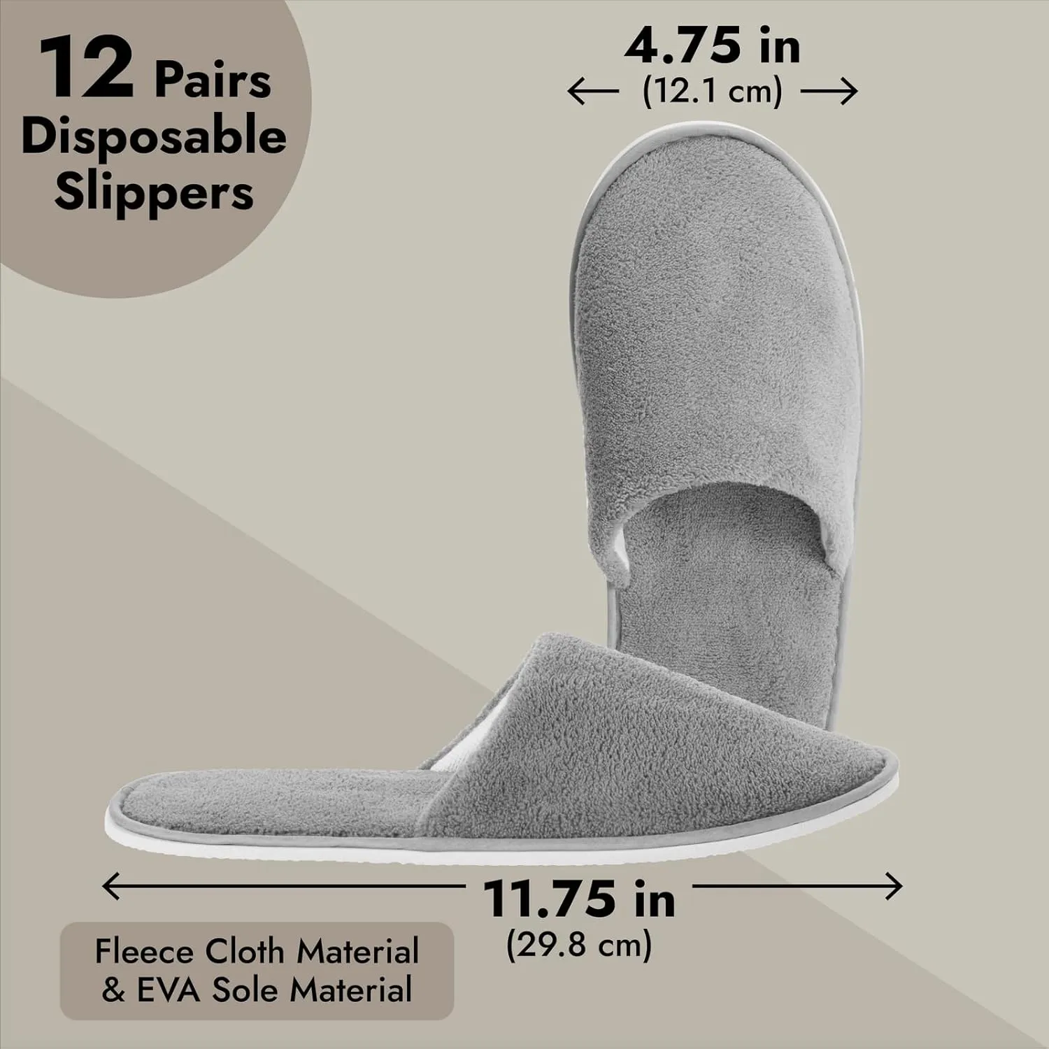 Juvale 12 Pairs Disposable Slippers for Guests, Bulk Pack for Hotel, Spa, Shoeless Home, (US Men Size 11, Women 12)