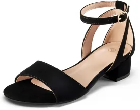 K KomForme Girls Sandals Low Chunky Heels Dress Pumps Ankle Strap Open Toe Flower Wedding Party Dress Shoes for Toddler/Little Kid/Big Kid