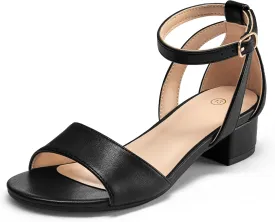 K KomForme Girls Sandals Low Chunky Heels Dress Pumps Ankle Strap Open Toe Flower Wedding Party Dress Shoes for Toddler/Little Kid/Big Kid