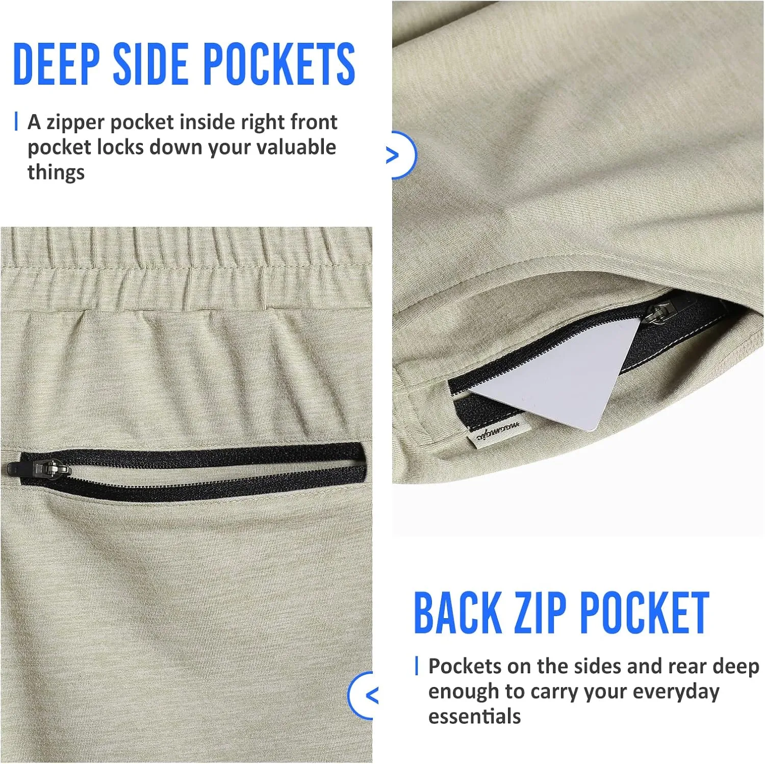 maamgic Mens Workout Shorts 5" Short Shorts Soft Stretch Running Gym Athletic Shorts with Zip Pockets