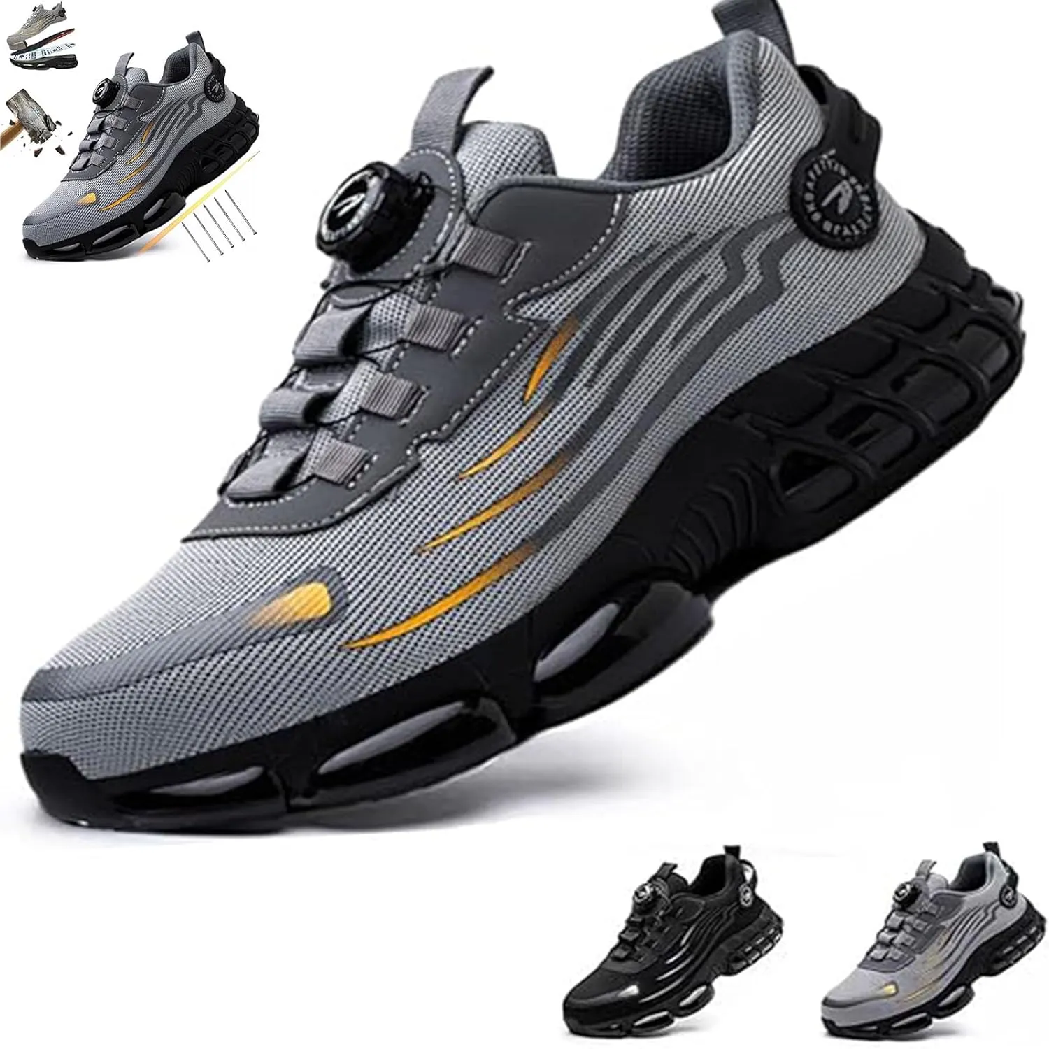 Noozier Safety Shoes Mens Steel Toe, Noozier Safety Shoes,Velva Secured Shoe Lightweight Comfortable Industrial & Construction Puncture Proof Work Sneakers