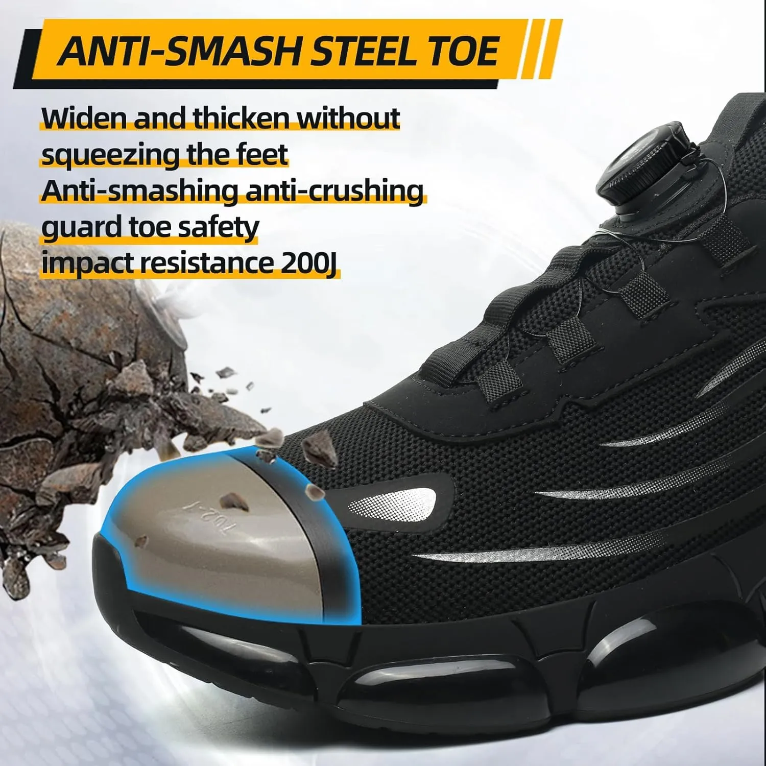 Noozier Safety Shoes Mens Steel Toe, Noozier Safety Shoes,Velva Secured Shoe Lightweight Comfortable Industrial & Construction Puncture Proof Work Sneakers