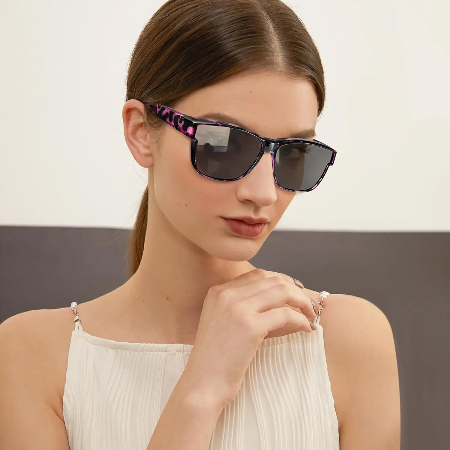 Polarized Sunglasses Fit Over Prescription Glasses for Men Women, Oversized Square Sunglasses, UV400 Protection