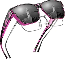 Polarized Sunglasses Fit Over Prescription Glasses for Men Women, Oversized Square Sunglasses, UV400 Protection