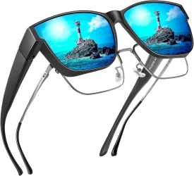Polarized Sunglasses Fit Over Prescription Glasses for Men Women, Oversized Square Sunglasses, UV400 Protection