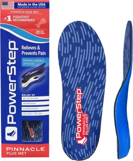 PowerStep Pinnacle Plus Ball of Foot Pain Relief Orthotics - Shoe Inserts for Metatarsalgia, Arch Support & Morton's Neuroma Pain Relief - Made in USA Insoles with Metatarsal Pad (M 9-9.5, F 11-11.5)