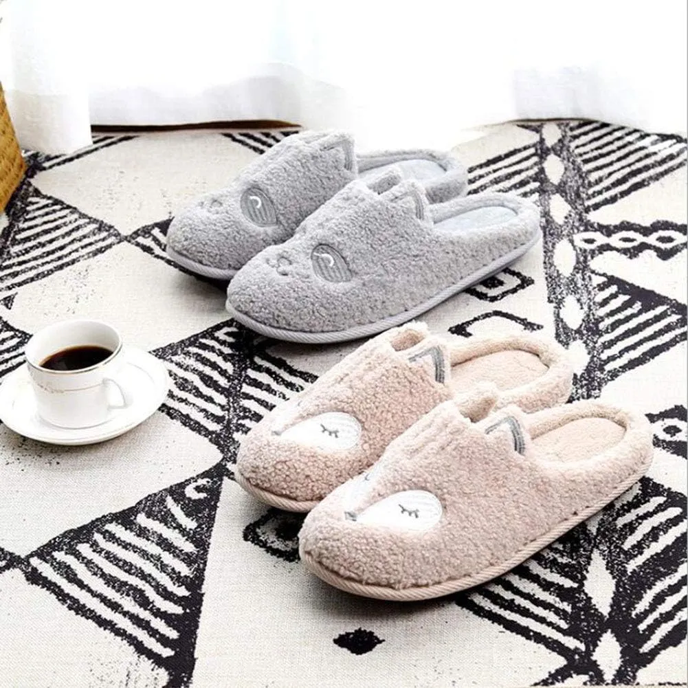 Tuiyata Cute Animal Slippers for Women Mens Winter Warm Memory Foam Cotton Home Slippers Soft Plush Fleece Slip on House Slippers for Girls Indoor Outdoor Shoes
