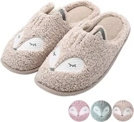 Tuiyata Cute Animal Slippers for Women Mens Winter Warm Memory Foam Cotton Home Slippers Soft Plush Fleece Slip on House Slippers for Girls Indoor Outdoor Shoes